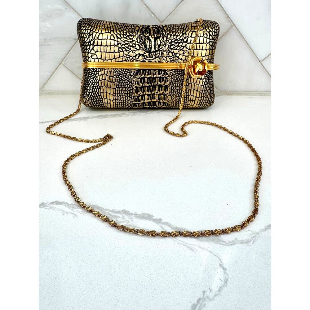 Vintage Sharnar Faux Croc Clutch Bag